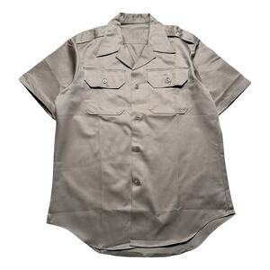 US Military Shirt Mens M Khaki Short Sleeve Vietnam Era 70s Vintage USA Army